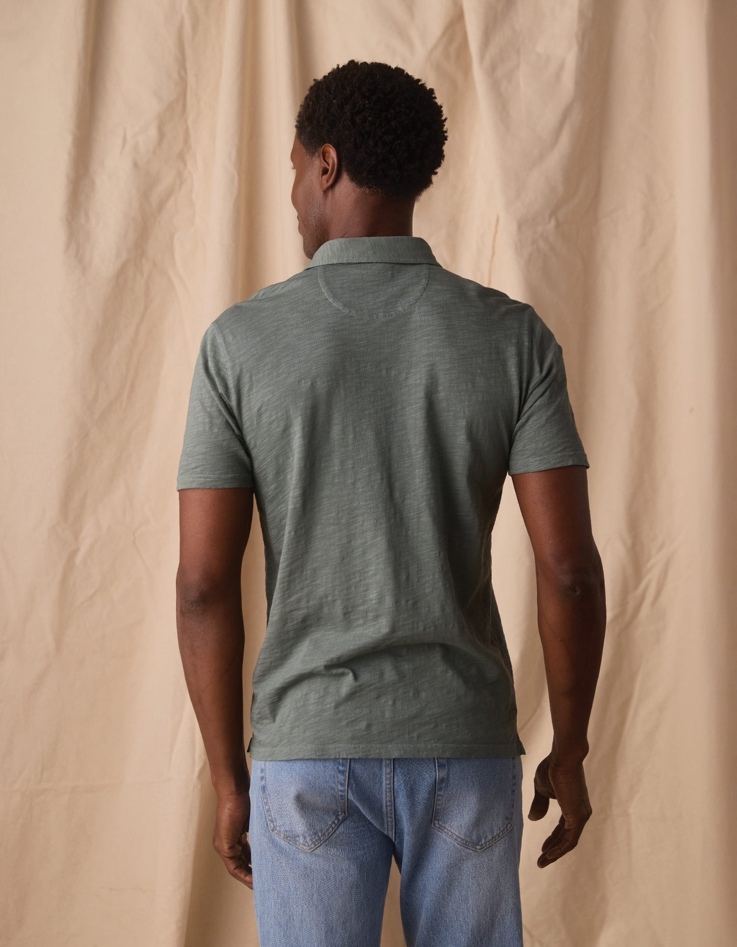 Vintage Slub Pocket Polo in Mediterranean Green