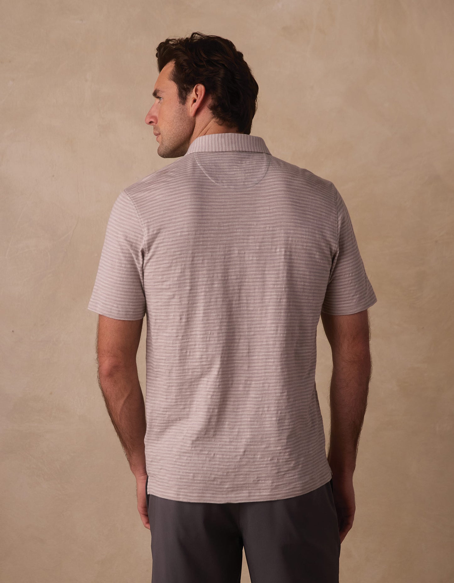 Vintage Slub Pocket Polo in Greystone Stripe
