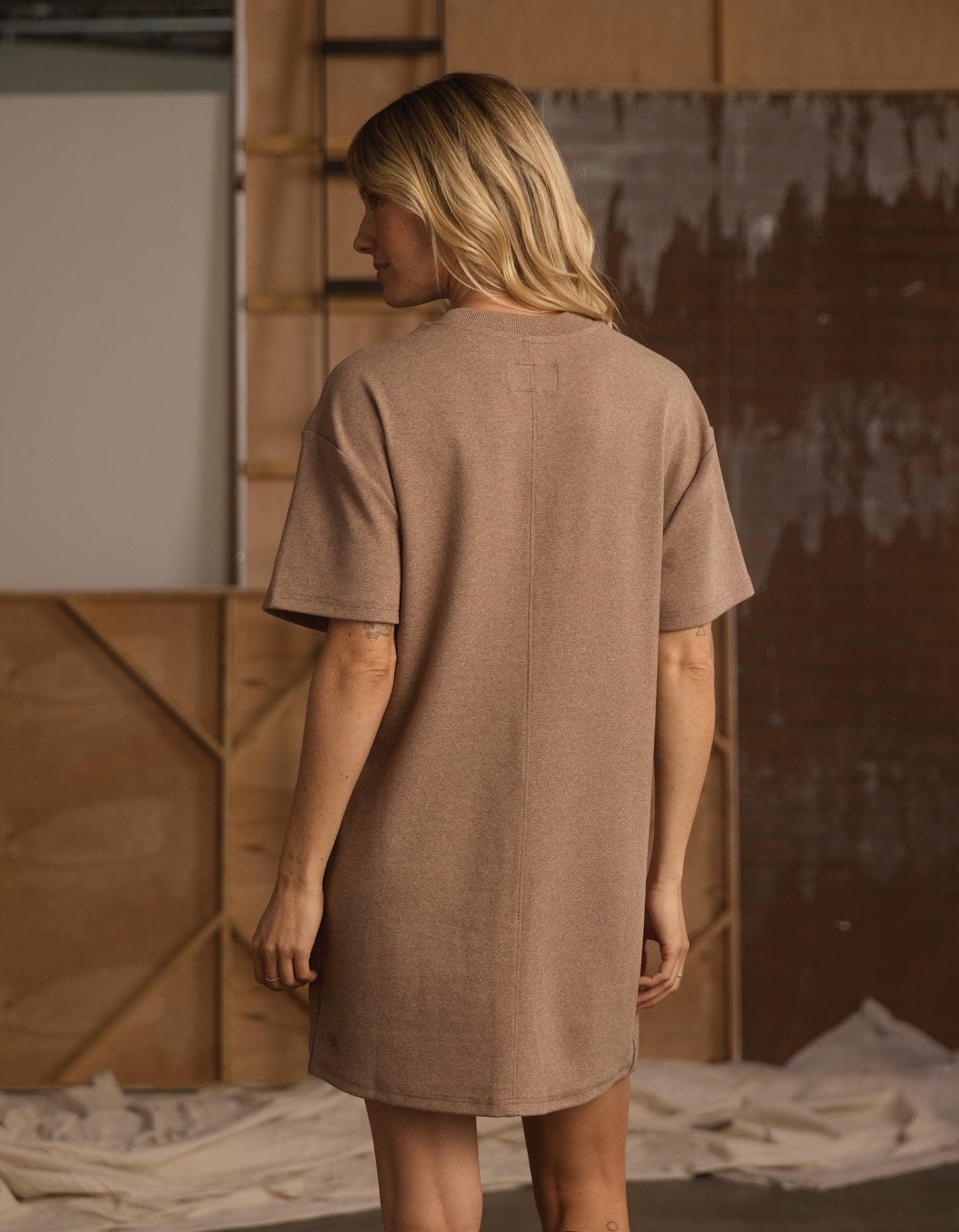 Puremeso Short Sleeve Weekender Dress in Taupe