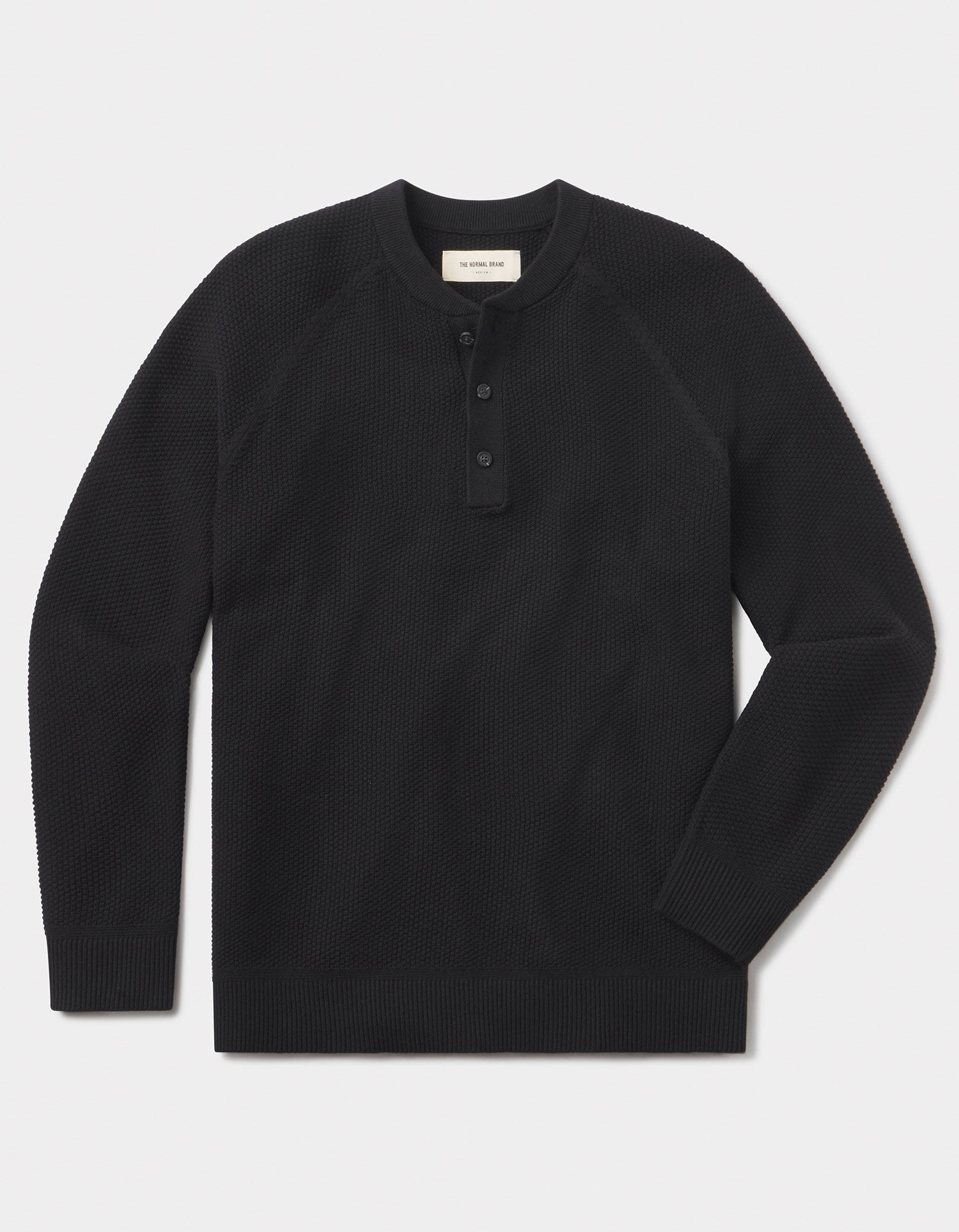 COOLMAX® Textured Sweater Henley in Black – The Normal Brand