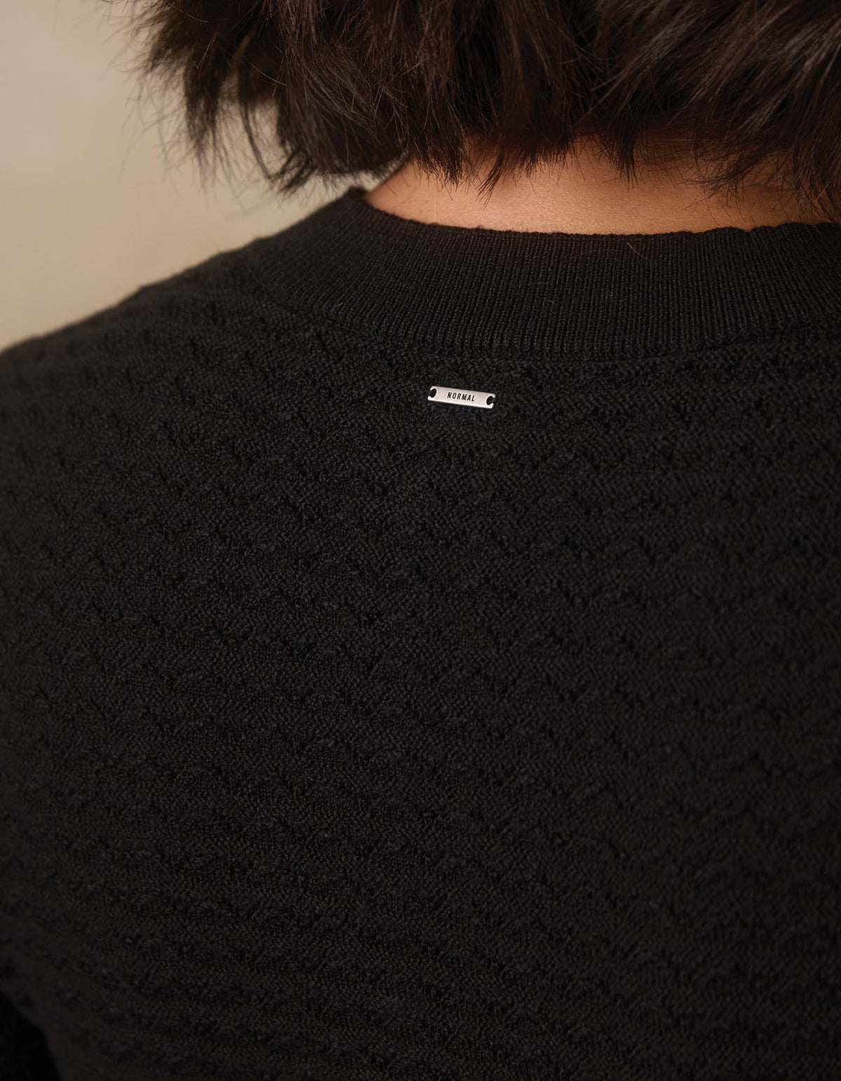 Olivia Pointelle Sweater Dress in Black