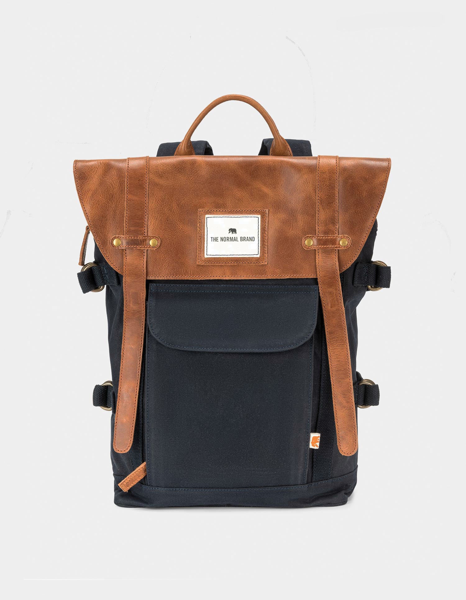 backpack brands leather Top Side Leather Backpack in Navy