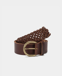 Woven End Braided Belt: Brown