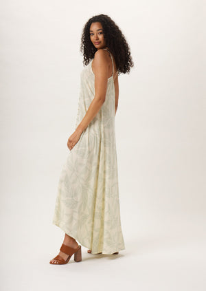 Button Front Maxi Dress in Palm Desert Print On Model from Side
