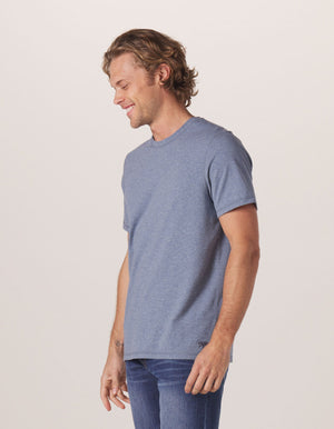 Active Puremeso Crew Neck Tee in Blue On Model from Side