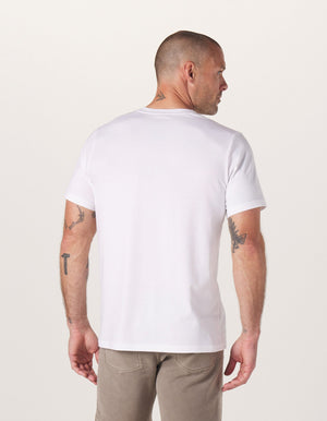 Active Puremeso V Neck Tee in White On Model from Back