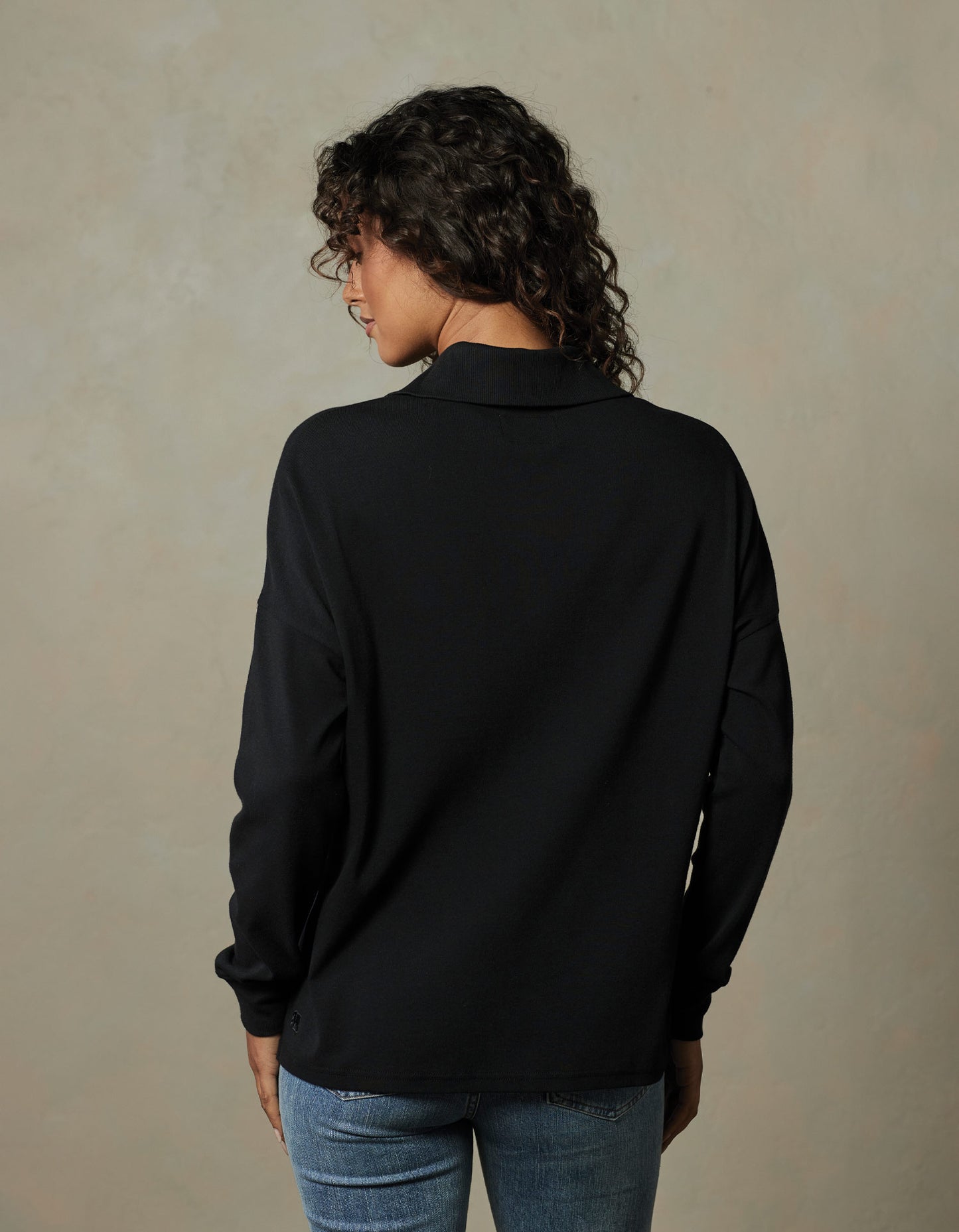 Puremeso Split Side Polo Top in Black