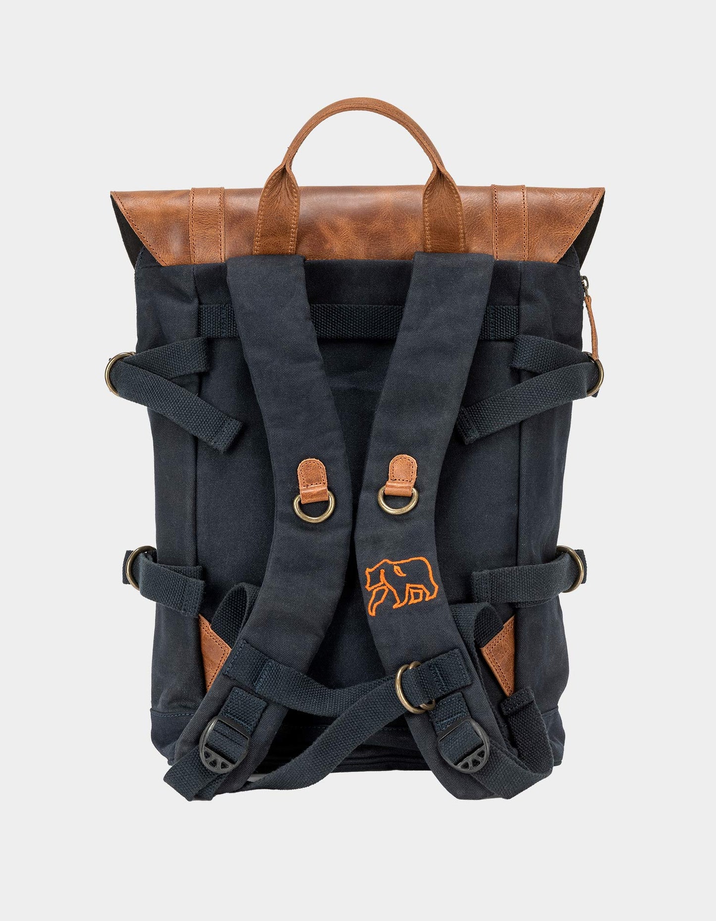 Top Side Leather Backpack in Navy