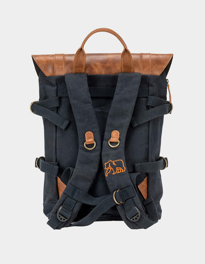 Top Side Leather Backpack in Navy