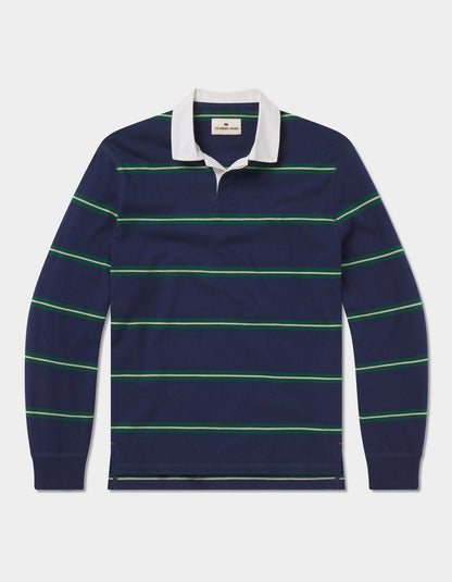 Lennox Jersey Rugby Polo in Navy Stripe