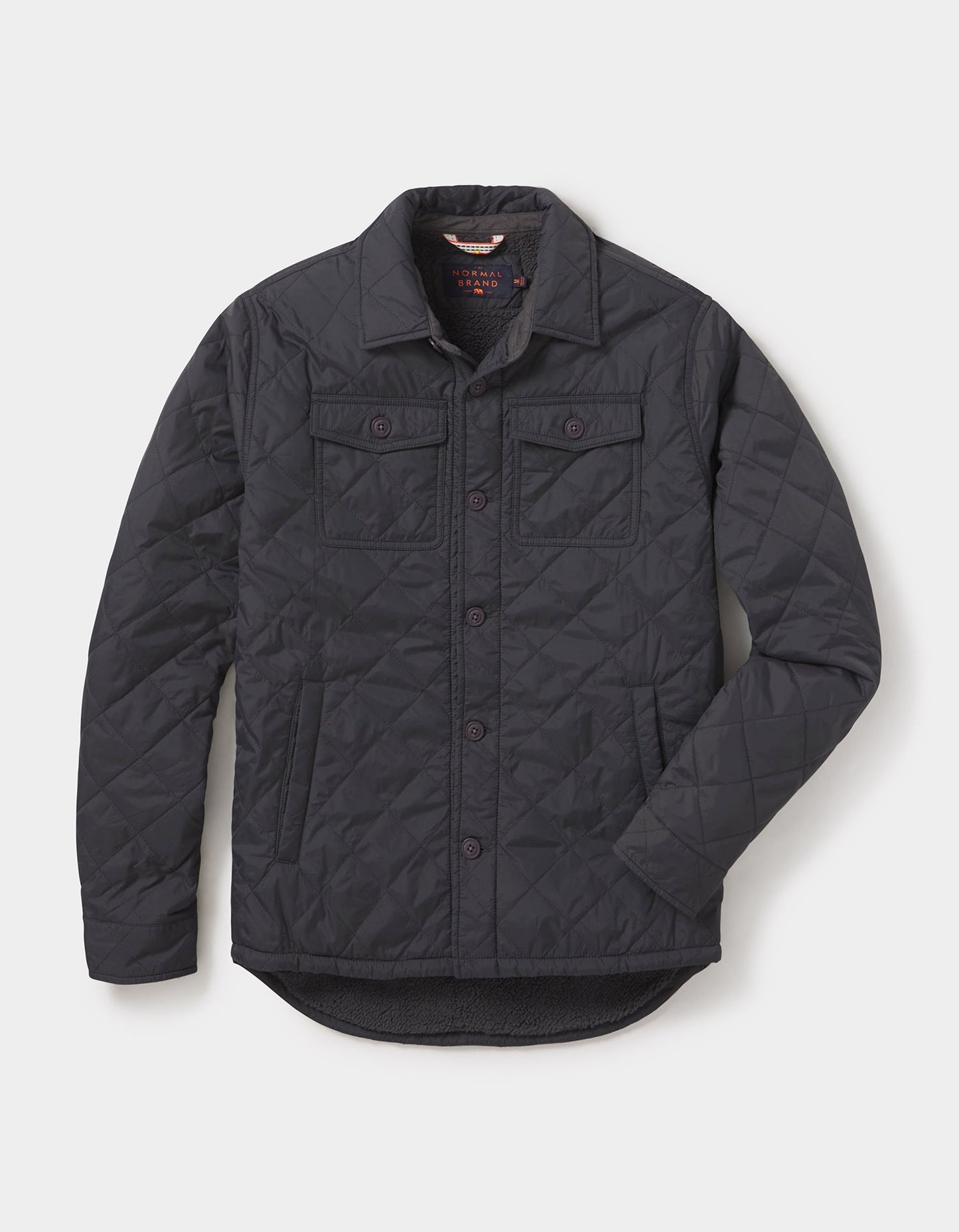 Quilted Sherpa Lined Shacket in Charcoal