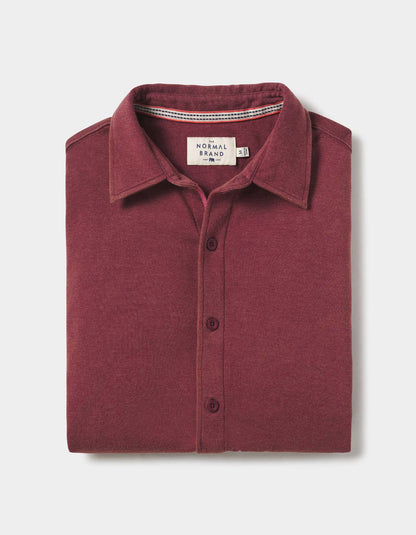 Puremeso Acid Wash Button Up Shirt in Wine