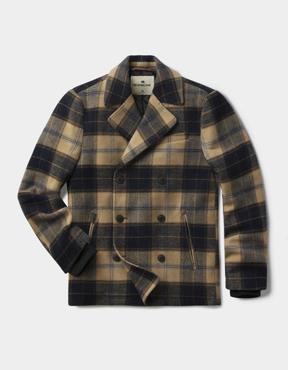 Lan Jacket in Navy Windowpane Plaid