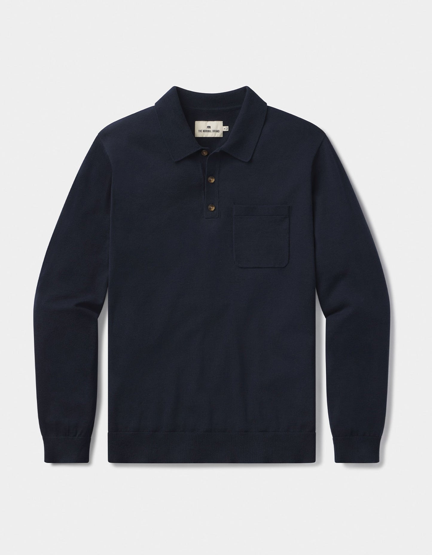 Robles Knit Long Sleeve Polo in Navy