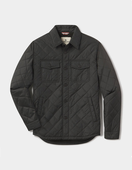 Quilted Sherpa Lined Shacket in Dark Forest