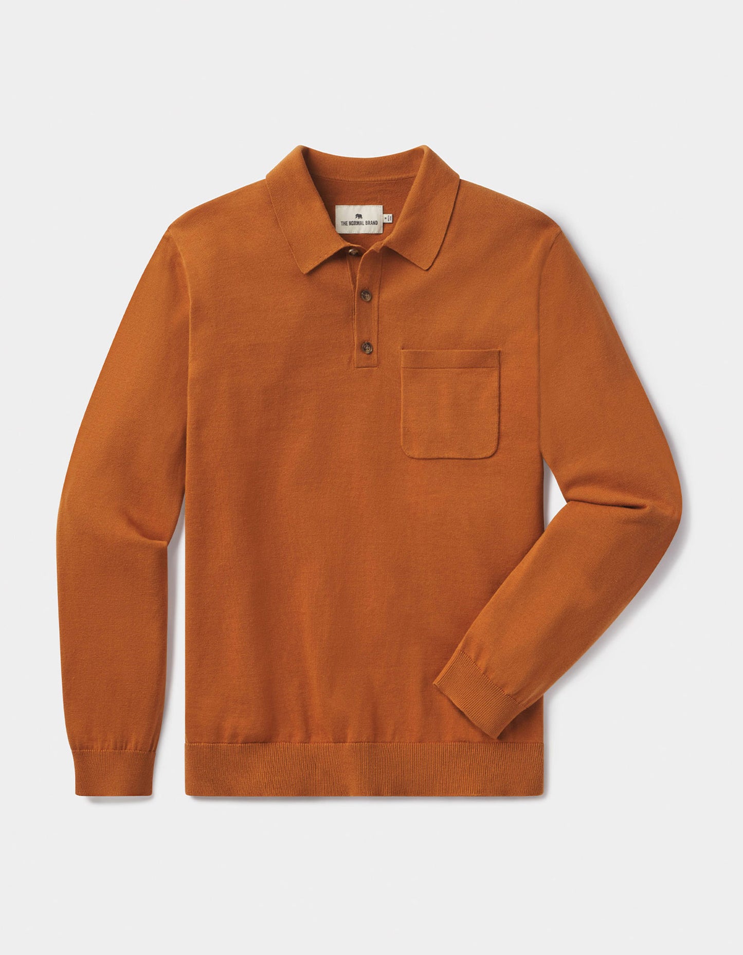 Robles Knit Long Sleeve Polo in Almond