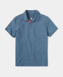 Cross-Back Seamed Performance Polo: Mineral Blue