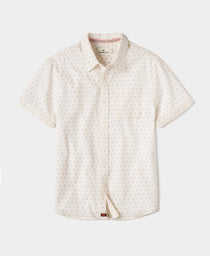 Freshwater Short Sleeve Button Up Shirt: Double Nep Cream Dobby