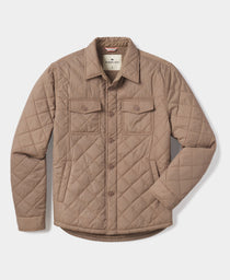 Quilted Sherpa Lined Shacket: Pine Bark