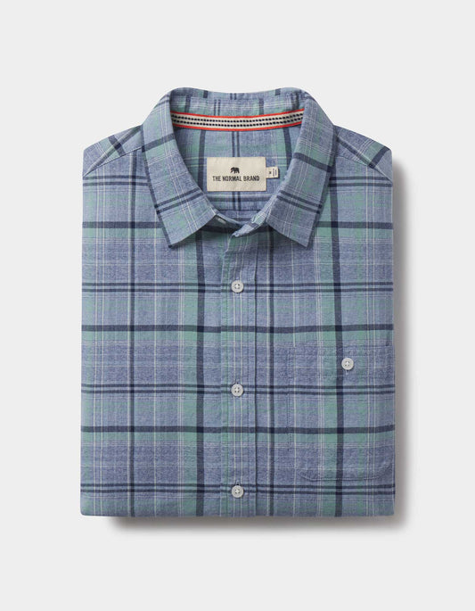 Jasper Button Down in Dusty Blue Plaid