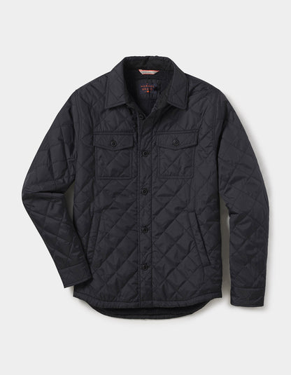 Quilted Sherpa Lined Shacket in Black