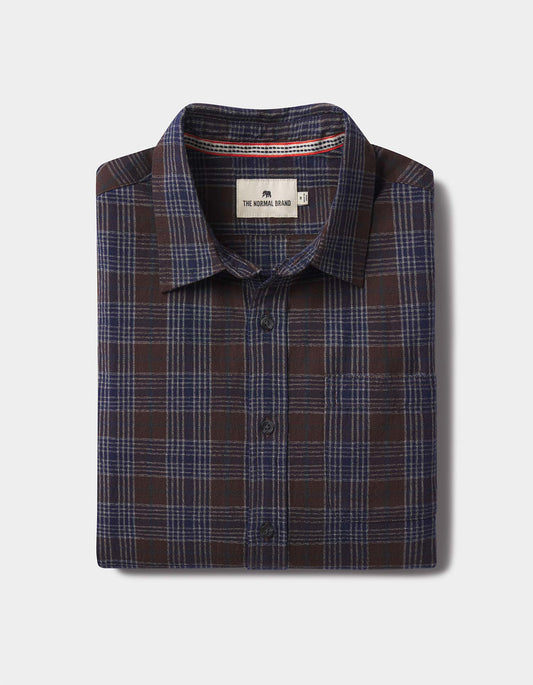 Nikko Button Up Shirt in Brown Plaid