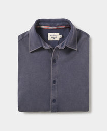 Puremeso Acid Wash Button Up Shirt: Navy