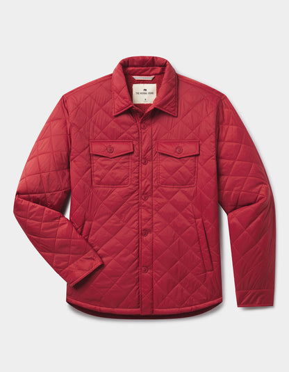 Quilted Sherpa Lined Shacket in Scarlet