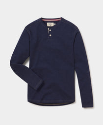 Puremeso Two Button Henley: Normal Navy