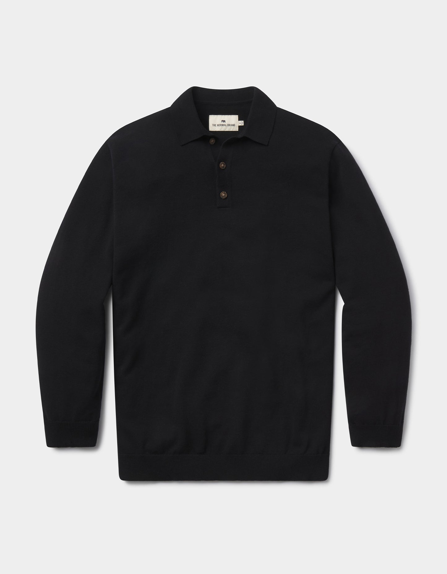 Robles Knit Long Sleeve Polo in Black