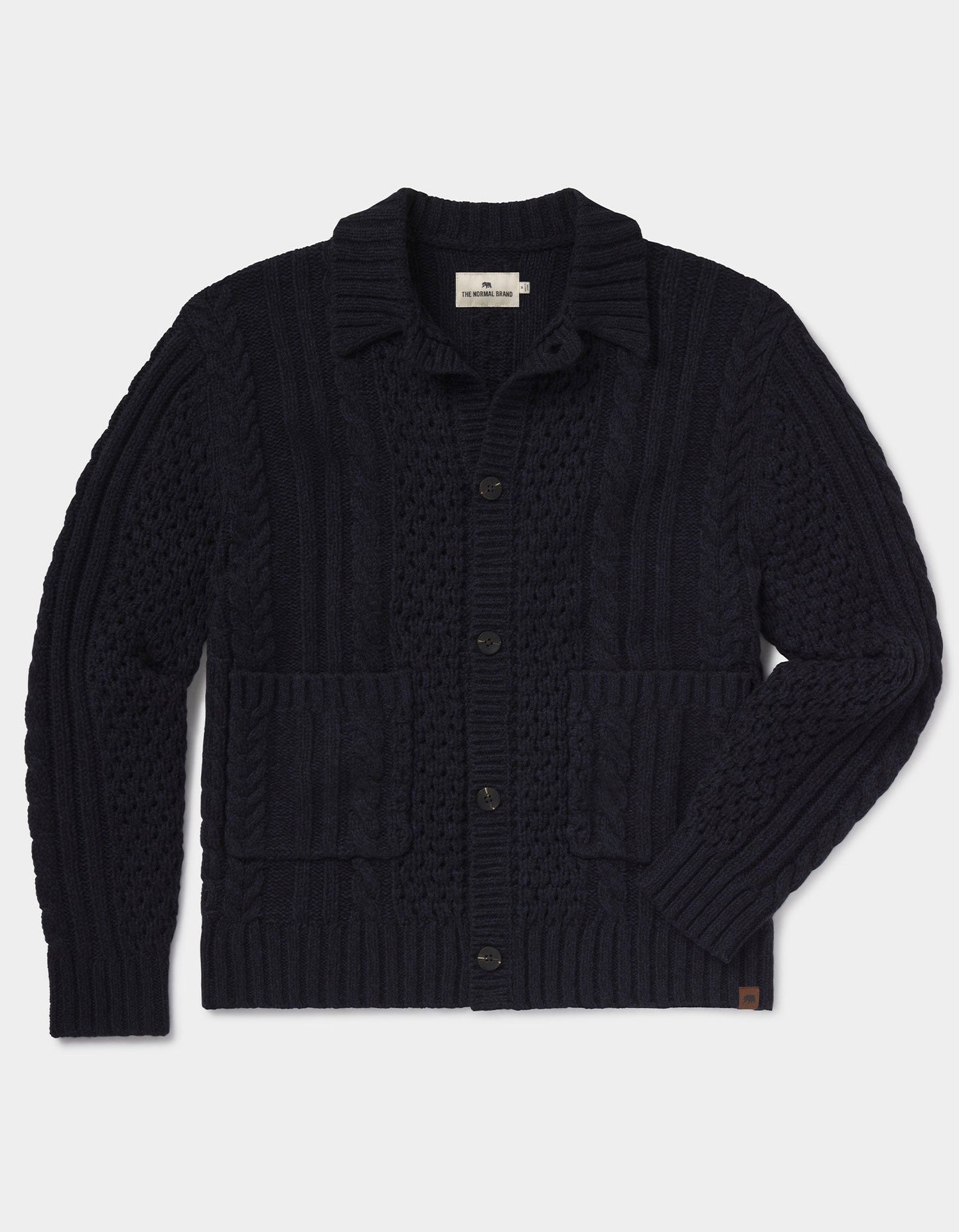 Aran Cable Cardigan in Navy