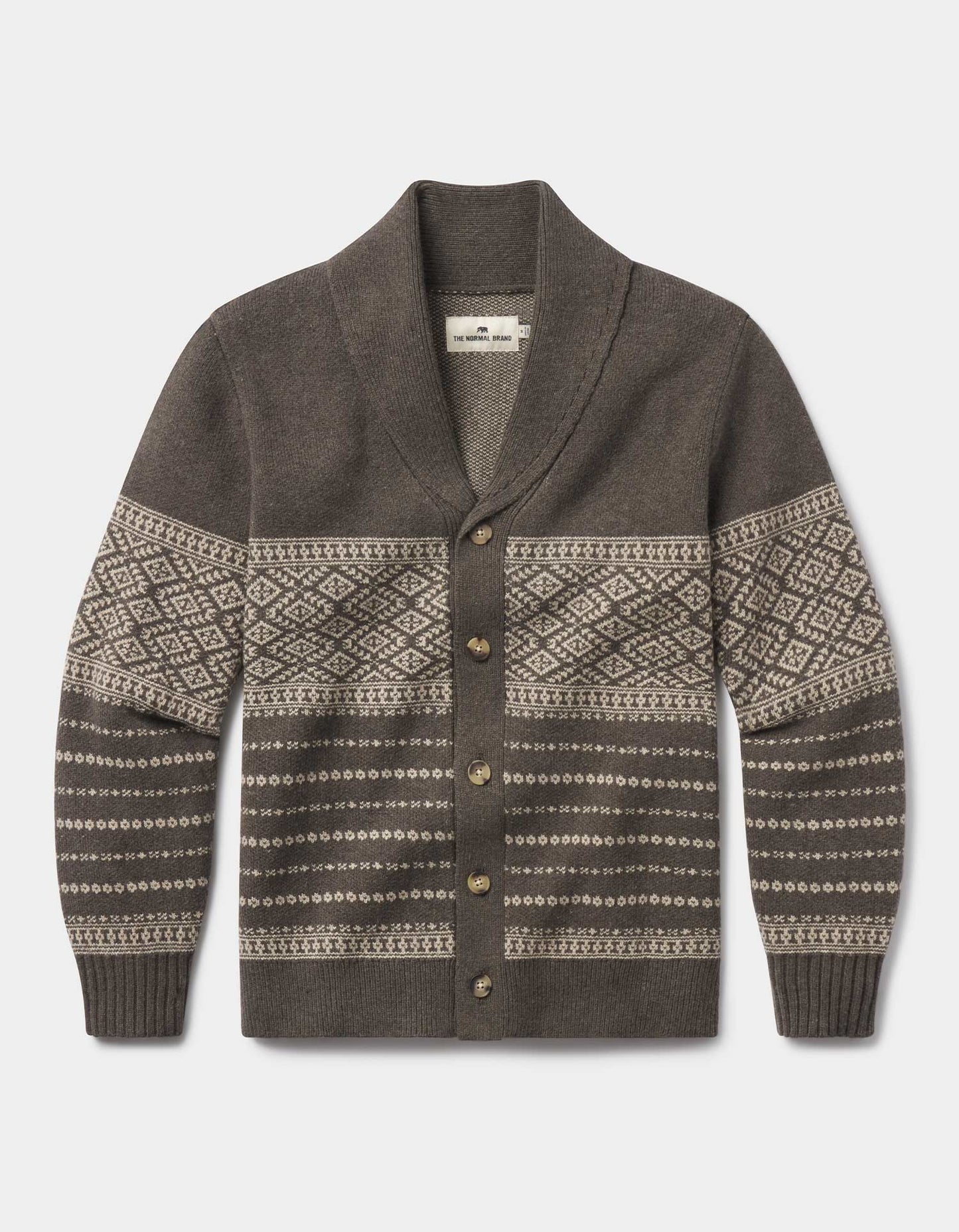 Fair Isle Cardigan in Olive