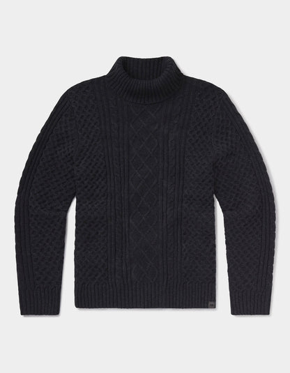 Cable Knit Rollneck Sweater in Charcoal