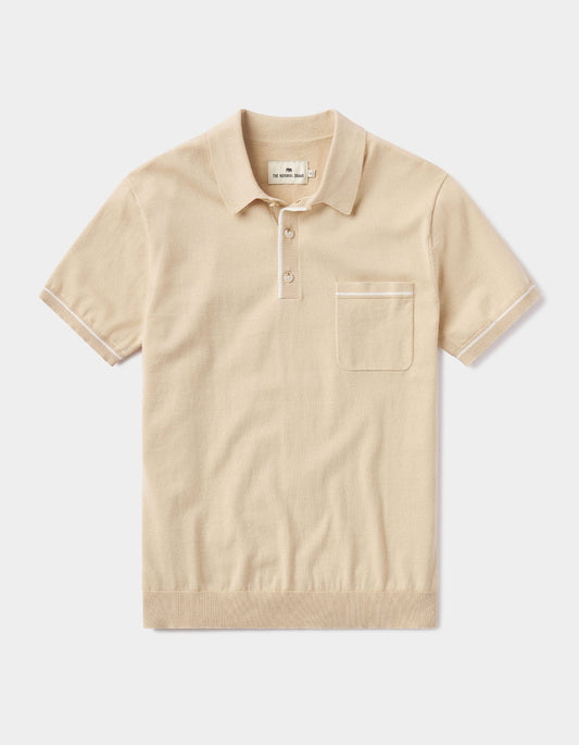 Robles Knit Polo in Tan-White