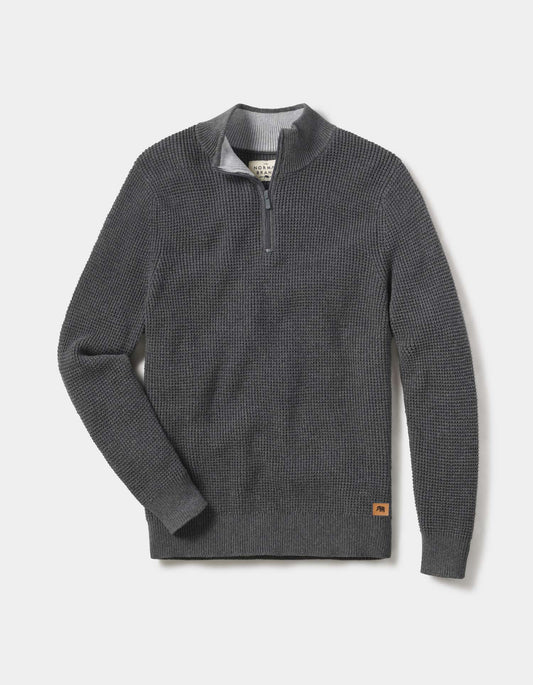 Waffle Knit Quarter Zip Pullover