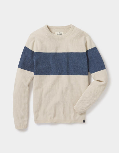 Chenille Stripe Crew Sweater in Cream