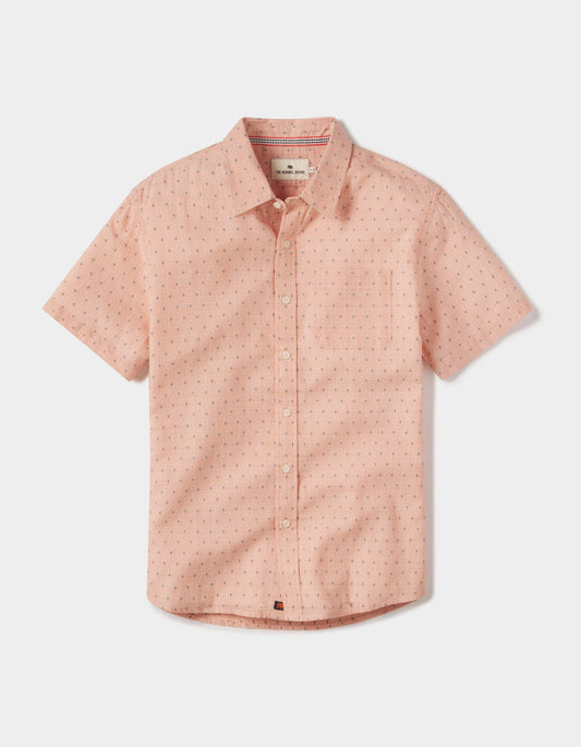 Freshwater Short Sleeve Button Up Shirt in Double Nep Copper Dobby