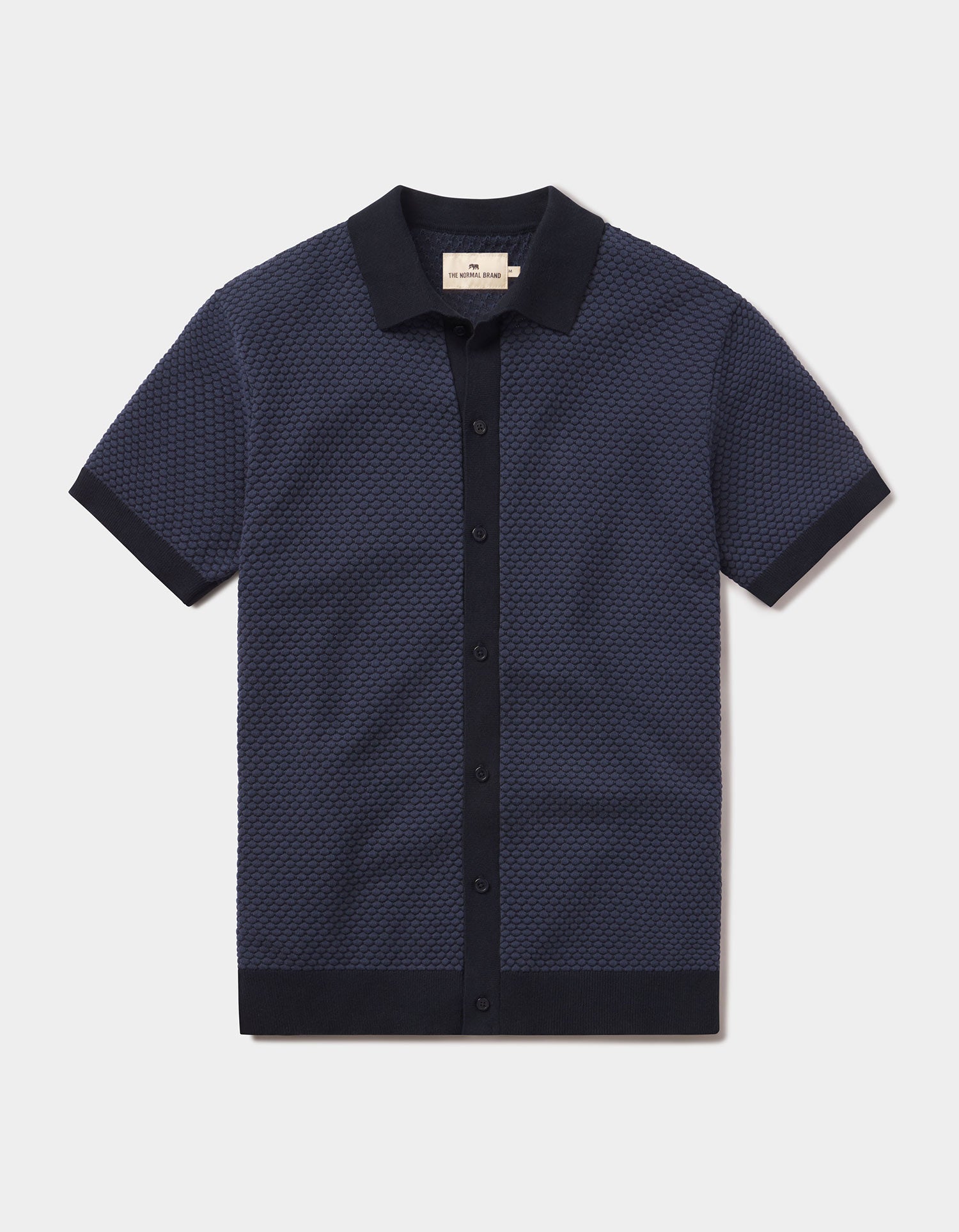 Robles Knit Jacquard Button Up Denim/Navy