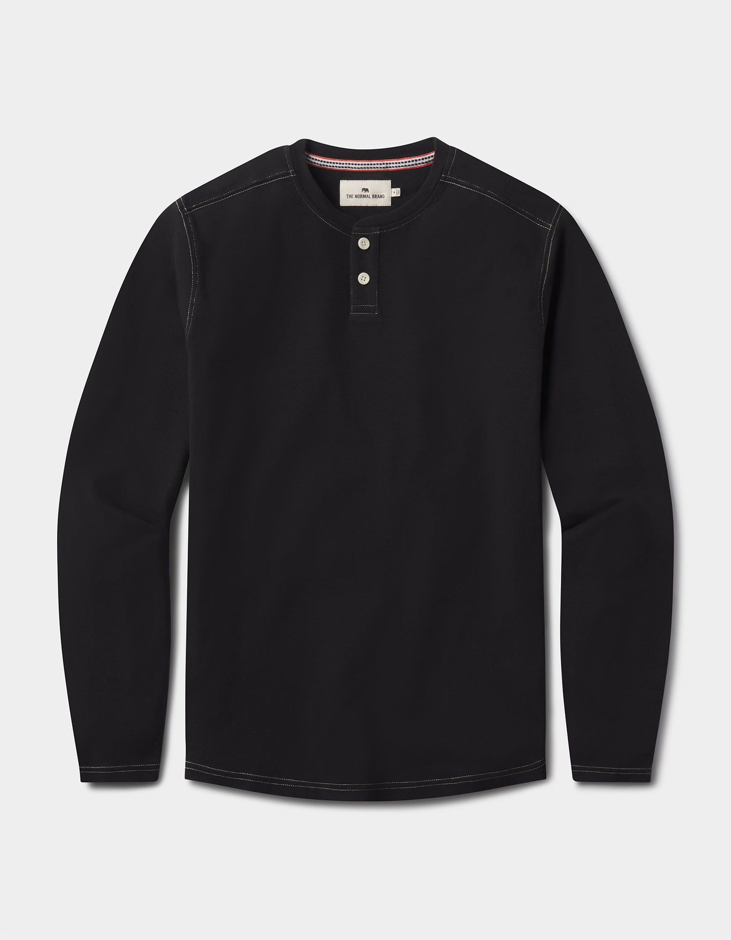 Puremeso Two Button Henley in Black