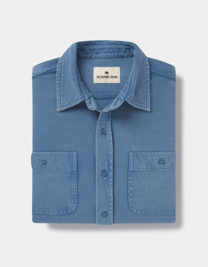 Lennox Jersey Button Up in Slate Blue