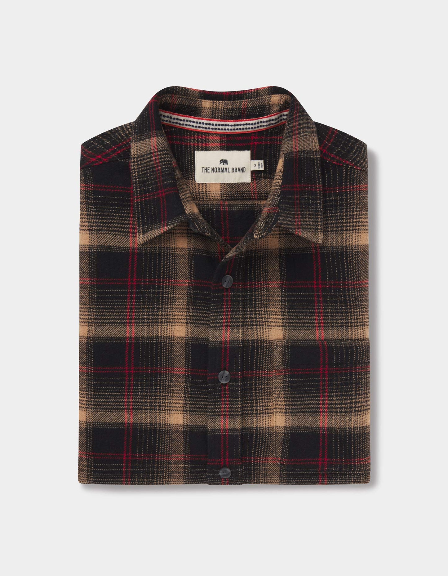 Louis Heavyweight Flannel Overshirt in Black Plaid