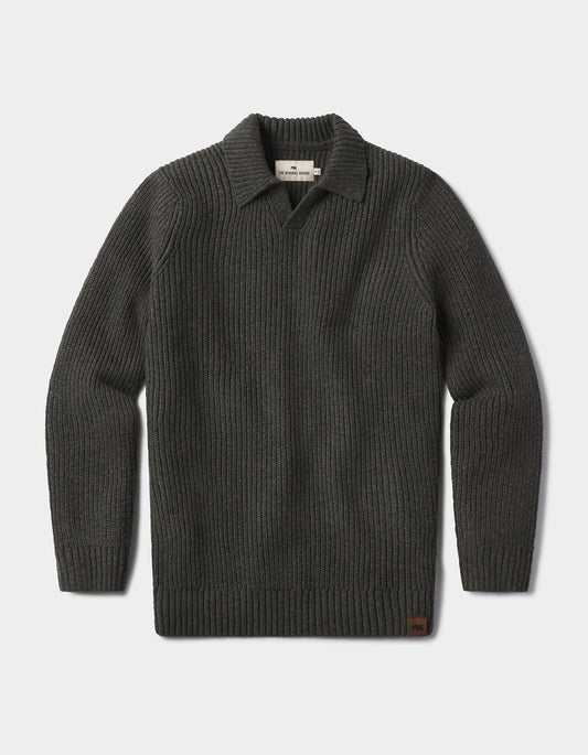 Marled Polo Sweater in Olive