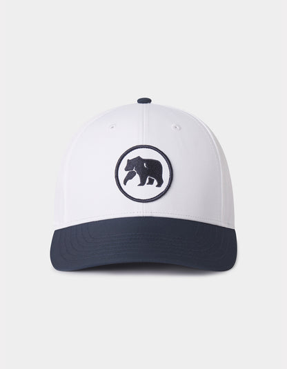Circle Patch Performance Cap in White/Navy