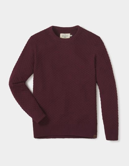 Pique Stitch Crew in Oxblood