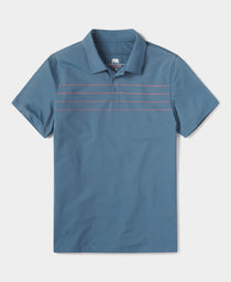 Fore Stripe Performance Polo: Mineral Blue