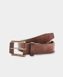 Etched Leather Belt: Brown