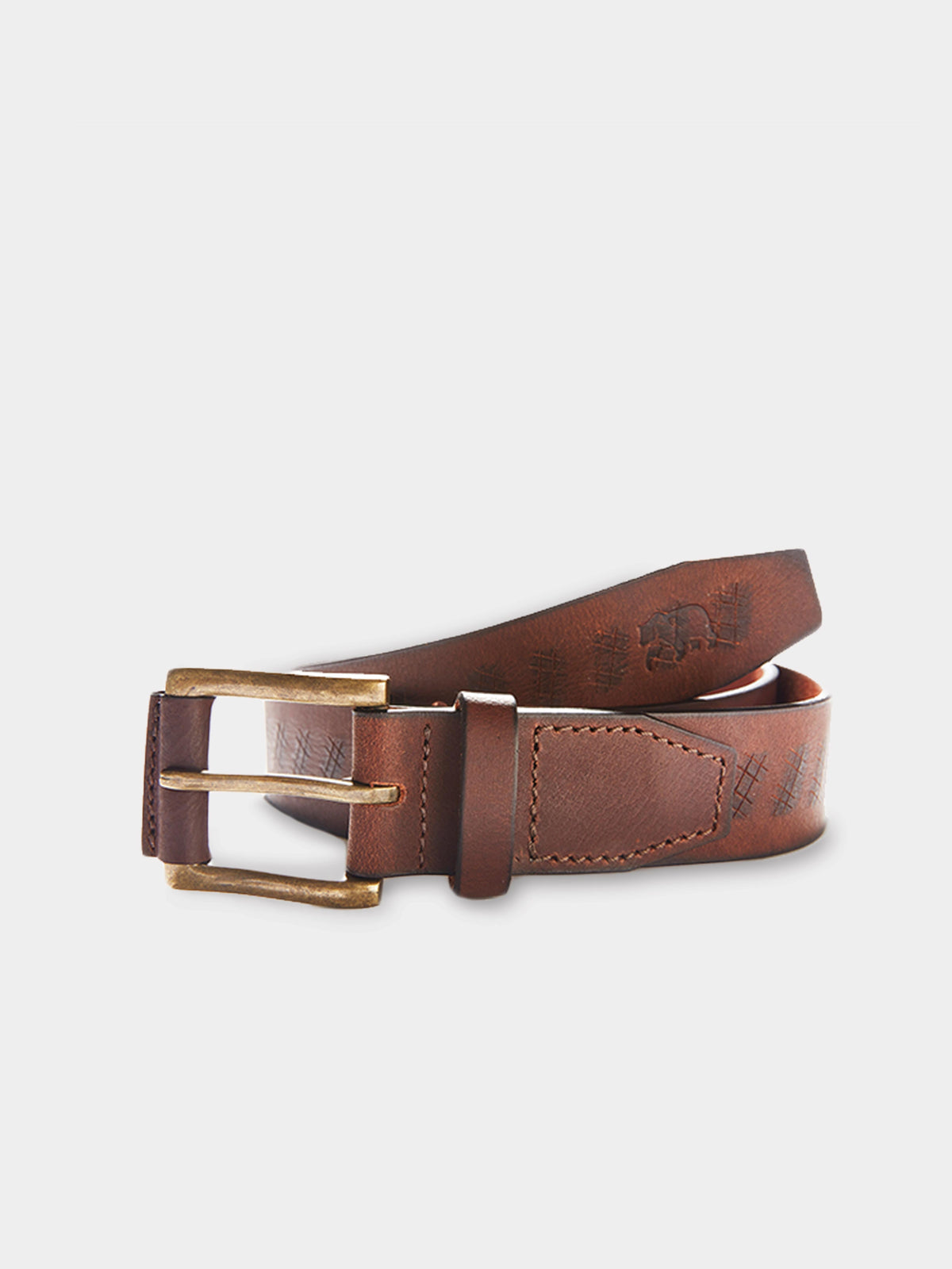 Brown textured leather belt with etched silver buckle and 9 etched squares Belt – Dark Brown Suede | Premium Leather Belt︱Myrqvist main image 4