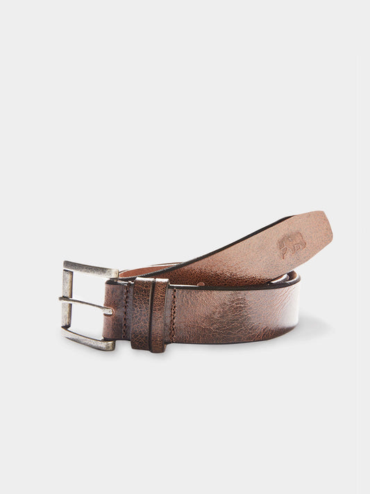 Vintage Glazed Leather Belt in Pine