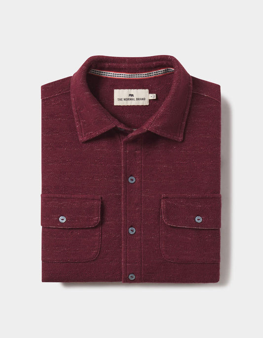 Textured Knit Shirt in Wine