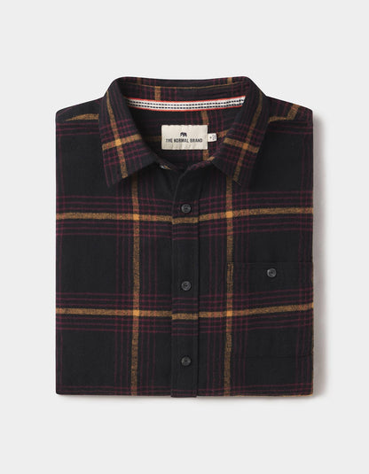 Hudson Double Brushed Flannel in Black Plaid